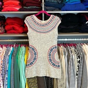 Tikirani gray with blue/red fair isle pattern sweater dress size M